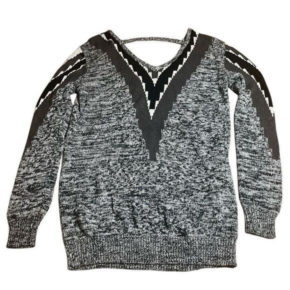 Urban Outfitters ecote Long Sleeve Long V-neck Southwestern Print Angora Blend P - Picture 1 of 6